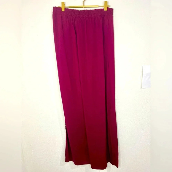 🆕 Ambiance Apparel Burgundy Tie Front Pants - Picture 3 of 6